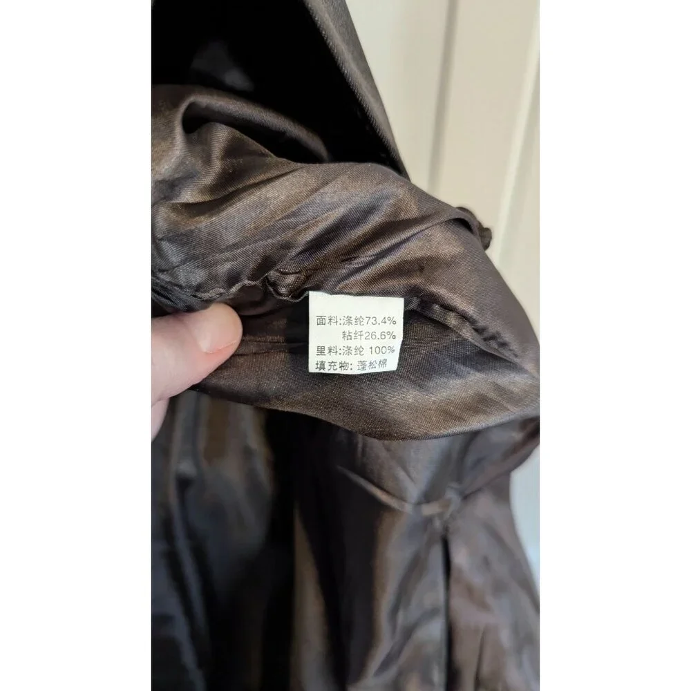 Vintage Mens Traditional Chinese Jacket Large Dragon Brown Satin House Coat
